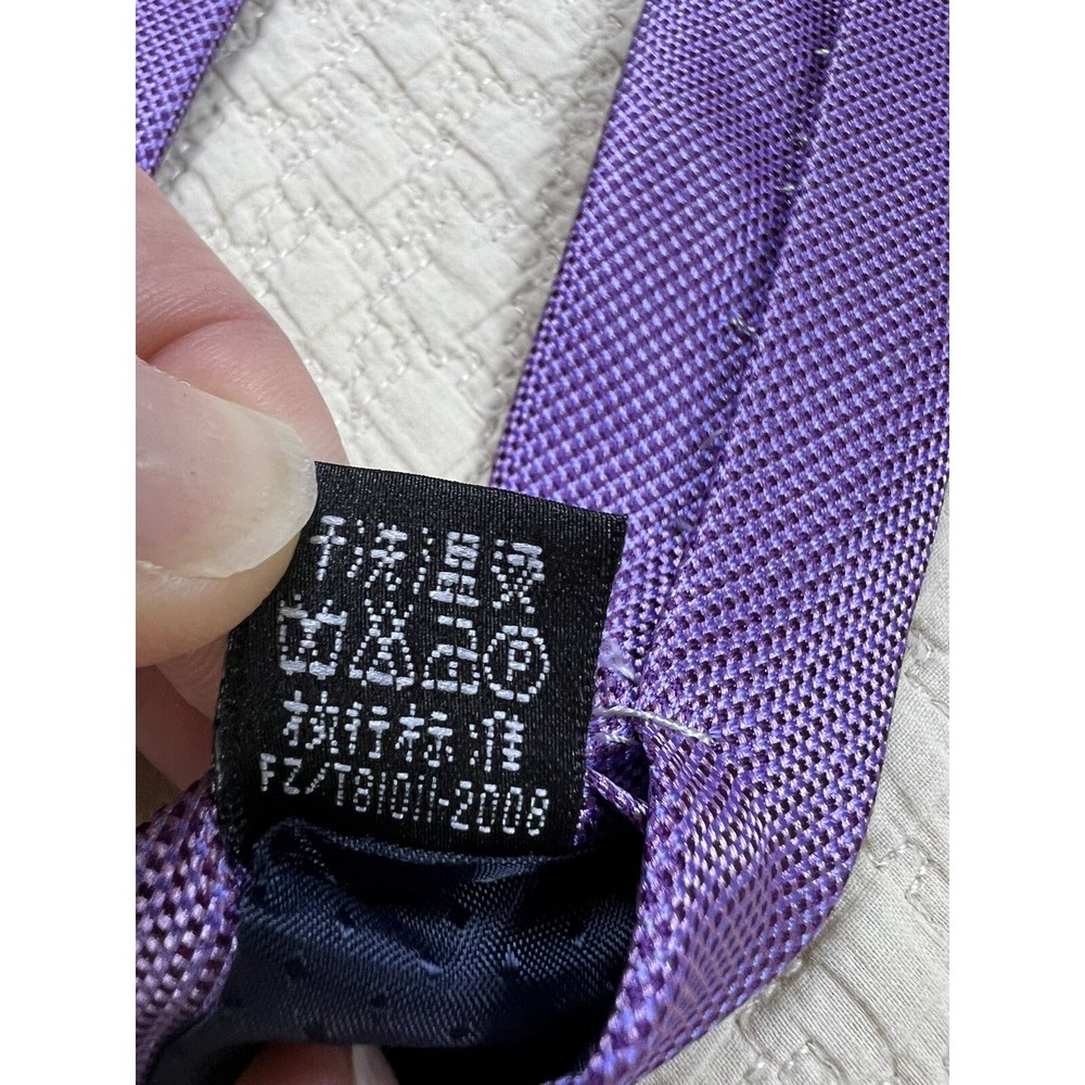 Silk Tie Hand Made Geometric Business Casual Wedding | Purple | 57"L 4"W - Picture 5 of 8